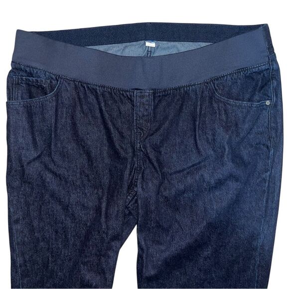 Old Navy Dark Wash Maternity Cropped Blue Jean Loose Fit Front Low Panel 20 Long - Picture 3 of 5